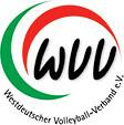 Logo des Westdeutschen Volleyball-Verbandes e.V. mit den Farben Rot, Grün und Schwarz.