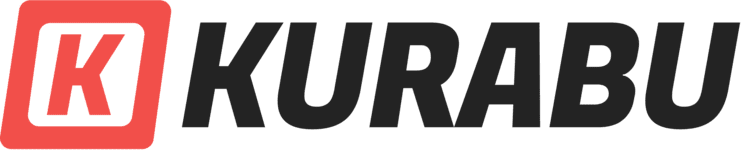 Logo von Kurabu, bestehend aus einem roten Quadrat mit einem schwarzen stilisierten "K" und dem Schriftzug "KURABU" daneben.